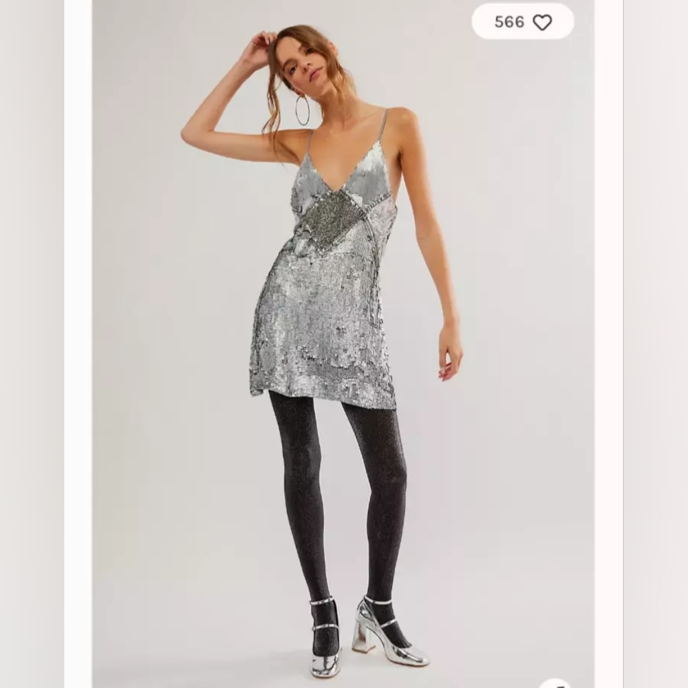 Free People Jen's Pirate Booty Silver Lining Sequin Dress